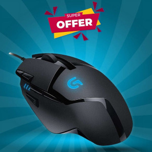 Logitech G402 Hyperion Fury USB Wired Gaming Mouse, 4,000 DPI, Lightweight, 8 Programmable Buttons - Black